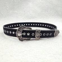 1pc Women's Western Cowgirl Style Rhinestone Embellished Y2K Waist Belt, Suitable For Daily Wear, Parties And Gatherings - Black - View 4