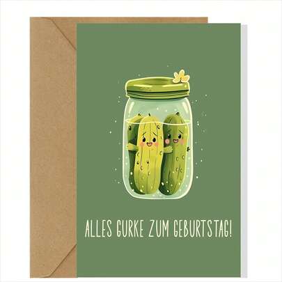 Funny Birthday Card "Happy Birthday" - Cucumber Card, Humorous Birthday Card, Suitable For Friends, Family, And Anyone