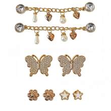 8pcs DIY Shoe Decoration Charms Gold Butterfly, Flower, Star, Rhinestone Chain, Lightweight Non-Metal Material, Y2K Style, Suitable For EVA Beach Shoes And Sandals - Multicolor - View 6