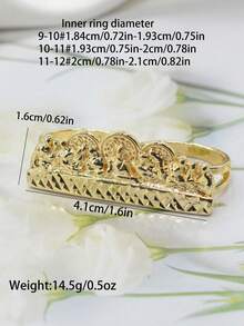 1pc Fashion Hip-Hop The Last Supper Gold Knuckle Ring, Retro Hip-Hop Street Style Religious Jewelry Accessory Suitable For Men & Women, Best Jewelry/Thanksgiving/Easter/Valentine's Day/Christmas/Anniversary/Birthday Gift For Boyfriend - Yellow - View 2