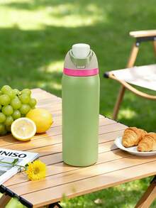 Owa Laa Avocado Green Water Bottle,32oz/945ml,With A Straw,Keeps Drinks Hot Or Cold,Can Hold Iced Drinks And Water,Has A Beautiful Appearance,Suitable For Leisure,Work,Sports,Indoors And Outdoors,Suitable For Students And Office Workers,As A Gift - 橄欖綠 - 查看 2