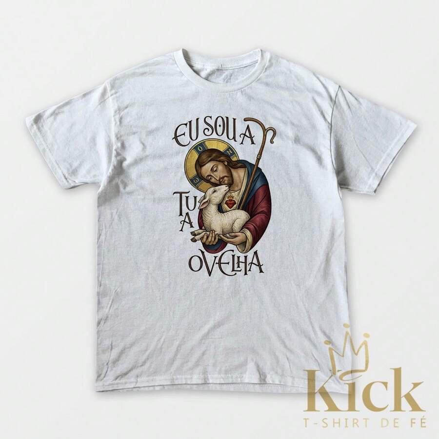Women's Christian T-Shirt "Sheep Of Jesus," Religious Style, In Premium Cotton - 白色 - 查看 1