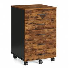 VASAGLE File Cabinet, Mobile Pedestal Filing Cabinet With Wheels, Printer Stand With 5 Drawers, Tool-Free Sliding Rails, For Study, Home Office - Rust Brown - View 6