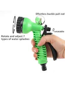 加厚花园水管可伸缩橡胶魔术水管7功能水枪套装，适用于花园农场灌溉和清洁工具 - B - 查看 5
