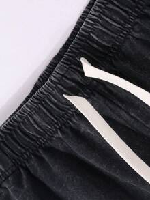 Men's Oversized Vintage Washed "CORTEIZ" Soccer Player Graphic T-Shirt & Shorts Two-Piece Set Summer Fashion Tracksuit  Printed Pure Cotton Washed And Aged With Wax Printing Technology, Pure Cotton Men's Suit - 淺棕色+黑色 - 查看 5