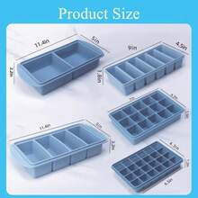L2ozm0hg Silicone Freezer Molds Gift Set With 1and 2 Tbsp 1/2 1 And 2 Cup Silicone Freezer Trays With Lids - Meal Prep And Kitchen Essentials Bundle Blue 5 Pack - 藍色 5 件裝 - 查看 2