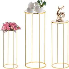 Party Cylinder Stand, Gold Metal Plant Round Cylinder Stand For Party Flowers, Cylinder Table Display Pedestal Base For Vases, Birthday Party Backdrop Decoration - Xem 2