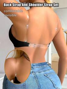Invisible Transparent Bra Strap & Backstrap Set, Adjustable Transparent Shoulder Straps For Women, Comfortable Replaceable Bra Straps Suitable For Backless, Strapless And Low-Cut Clothing - Multicolor - View 3