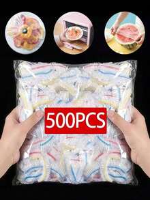 500/300/100片装一次性食品保鲜膜，弹性自封，适用于食品保鲜、餐盘覆盖、家庭使用 - 彩色 - 查看 1