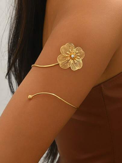 سوار أنيق مفرغ بزخرفة زهرية للنساء قطعة واحدة
