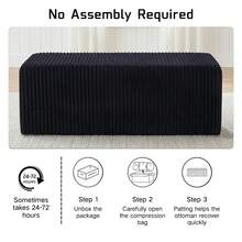 ATOMHOME Only Ottoman! Sofa Ottoman, Upholstered Corduroy Cloud Ottoman For Sofa Couches, Modern Boneless Ottoman Bench End Of Bed Bench, Oversized Sectional Sofa Footrest, Minimalist Rectangle Coffee Table For Living Room Bedroom Entryway, Room Deocr, Black - Black - View 11