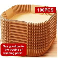 100Pcs 20cm Premium Square Air Fryer Liners Non-Stick Oil-Proof Baking Paper For Kitchen Cooking - View 1
