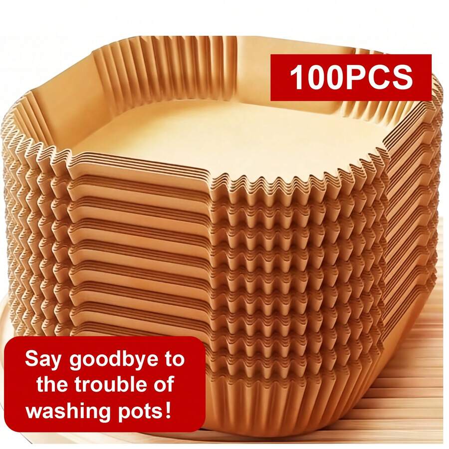 100Pcs 20cm Premium Square Air Fryer Liners Non-Stick Oil-Proof Baking Paper For Kitchen Cooking - View 1