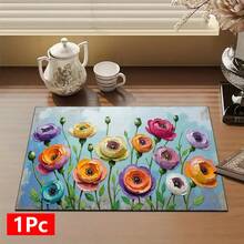 1 tấm lót thấm hút bát đĩa họa tiết hoa cổ điển, trang trí nhà cửa, thích hợp cho máy pha cà phê espresso, bồn rửa, vòi nước, phòng tắm, phụ kiện nhà bếp. - Nhiều màu - Xem 12