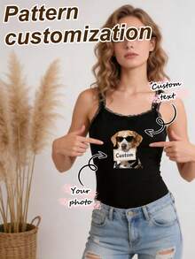 1 pieza Camiseta de tirantes para mujer con diseño de texto personalizable, estilo único. El mejor regalo de cumpleaños/Día de San Valentín para familia, amigos, novia, esposa - Multicolor - Ver 1