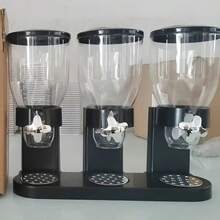 三格谷物分配器 - 每份 67.63 盎司，塑料干货储存容器，多谷物散装容器，户外厨房家用早餐零食收纳盒 - 食品分配器 - 彩色 - 查看 12