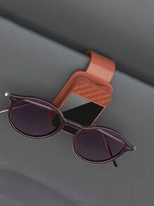 1pc Car Sun Visor Glasses Clip, Universal Fashion Car Glasses Clip, Carbon Fiber Car Sun Visor Stylish Glasses Storage Organizer, Button-Style Glasses Storage Organizer With Sponge, Suitable For Truck And Car Interior Accessories Most Models - Multicolor - View 15