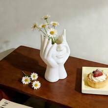 1/2pcs Face-Shaped Plastic Pen Holder, Cute Half-Body Female Head Design Storage Box, Flower Pot Pen Holder, Makeup Brush Organizer - Multicolor - View 6