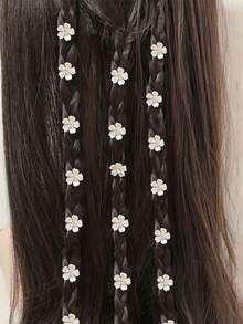 10 piezas Clips de pelo con flores de perla, Clips de pelo para trenzas, Accesorios de pelo para mujer, Clips de pelo con flores de perla para boda, Adecuado para verano, playa, vacaciones, decoraciones de pelo, Clips de pelo con flores, Vacaciones, Viaje - Blanco - Ver 3
