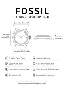 Đồng hồ nữ Fossil Chronograph máy quartz, dây đeo thép không gỉ cao cấp, hiển thị ngày, chống nước, thích hợp đeo hàng ngày/dự tiệc, màu vàng hồng/vàng/bạc, quà tặng đồng hồ nữ AM4511/AM4510/AM4509 - Bạc - Xem 6