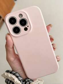 1pc Solid Color Cute Minimalist Anti-Slip Anti-Drop Scratch-Resistant Pink Silicone Lens Protection Phone Case Compatible With IPhone 17/17Pro/17ProMax/16/16Pro/16ProMax/15/14/13/12 Pro Max 11, Candy Color Full Coverage Protective Cover - Dusty Pink - View 2