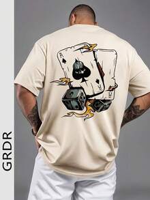 GRDR 男士时尚印花宽松短袖T恤 | 精致设计 | 夏季必备 | 百搭易配 | 展现你的风格 - 杏色 - 查看 4