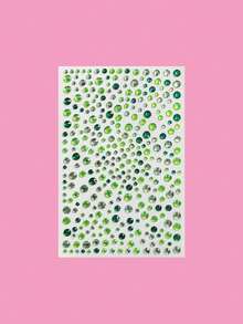 1pc Green Ombre Diamond Face Sticker, Music Festival Makeup, Stage Makeup, Face Decor Rhinestone Sticker, Waterproof Self-Adhesive Elf Makeup Tear Rhinestone Sticker, Creative Makeup Decor Sticker,Concert Look,Face Gems - Green - View 6
