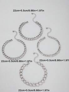 4pcs/Set Vintage American Style Multi-Layer Metal Chain Anklet Set, Suitable As Beach Holiday Gift For Women - Multicolor - View 11