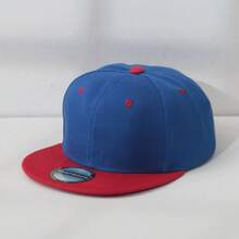 1 pieza Gorra de béisbol con visera plana y estilo de bloqueo de color, sombrero de baile urbano, para verano, playa, vacaciones - Sombrero negro de ala roja - Ver 3