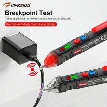 TOPFORZA 1pc Non-Contact Voltage Tester, AC Voltage Detector, Non-Contact Electrical Tester, 12-1000V/48-1000V Dual Range, Neutral/Live Wire Detection - Black - View 5