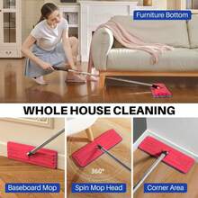JOYMOOP 13-Inch Flat Mop Head With Microfiber Mop Pad Replacement - Black &Amp; Red, 1 Pack - ColorA - 查看 2