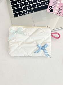 Bolsa de maquillaje con decoración de lazo, bolsa de maquillaje portátil para lápiz labial, bolsa de aseo, bolsa de almacenamiento variado, monedero, bolsa de almacenamiento de toallas menstruales, adecuada para compras, fácil de transportar, adecuada para viajes, adecuada para regalar a amigos y familiares, regalos de cumpleaños, regalos festivos, regalos para damas de honor, recuerdos - Multicolor - Ver 12