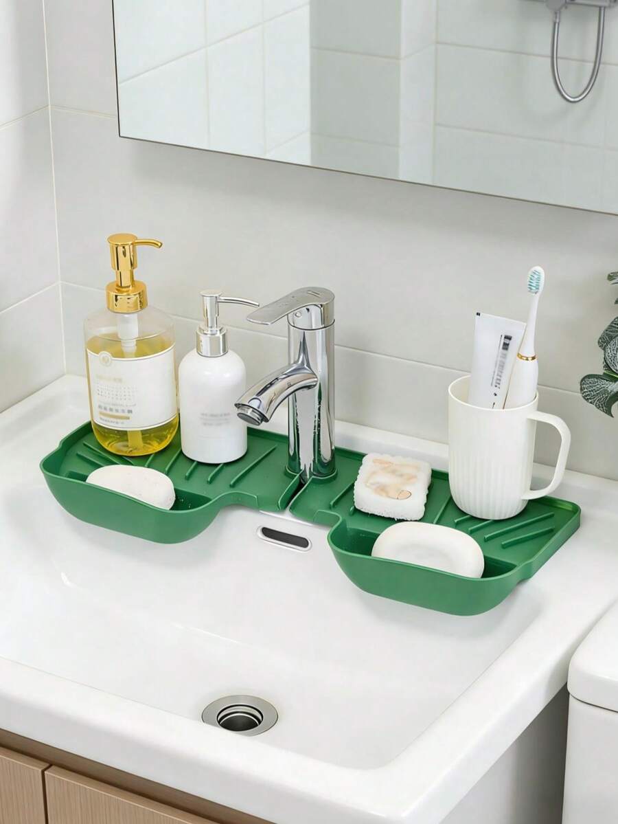 可拆卸水龙头滴水垫，硅胶防积水收纳垫，通用厨房浴室收纳架