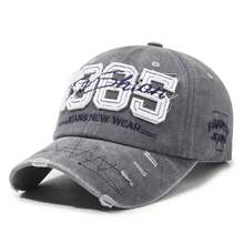 1pc 1985 Quilted Baseball Cap, Front Embroidered With "JEANS NEW WEAR", Side Embroidered With "FAVORITE JEANS", Y2K Retro Washed Style Sun Hat - Multicolor - View 14