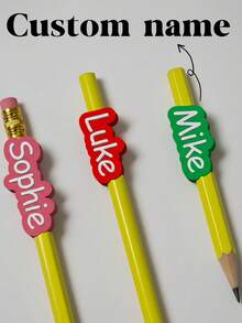 COMMERCIAL LICENSE | Digital STL File Download | Personalized Pencil Topper Name | Custom Name Pencil Topper | 3D Print School Accessory - Multicolor - View 3