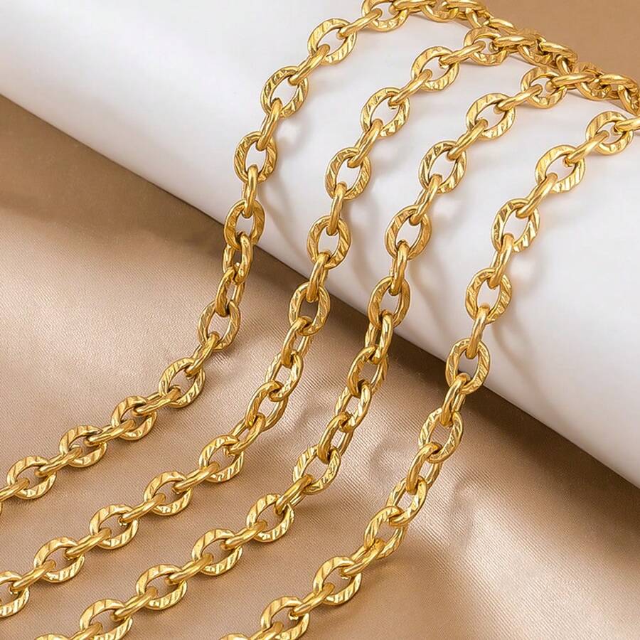 1米不锈钢椭圆形压花链，适合DIY项链和珠宝制作 - 鏈條 - 查看 1