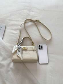 女士迷你时尚斜挎包，新款通勤时尚小方肩包 - 白色 - 查看 9