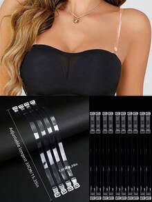 10Pcs Clear Bra Straps Invisible Adjustable Bra Strap Transparent Bra Straps Non-Slip Shoulder Strap For Women - Multicolor - View 1