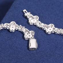 10Mm Moissanite  Sterling Silver 0.21oz Hip Hop Cross Bracelet Women Party Music Festival Jewelry Perfect Christmas Halloween Birthday Gift - 銀色 - 查看 6