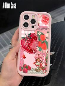 Vintage Strawberry Girl & Gingham Lace Collage Print Pink Frame Phone Case, Soft TPU Cover. It Is Compatible With Galaxy Models Including Compatible For Galaxy S25, S24, S23, S22, S21 PLUS, FE And Ultra,Galaxy A33 Compatible With For Iphone17 Pro Max, 16, 15, 14 And 13. It Makes A Perfect Gift For Birthdays, Holidays, New Year And Valentine's Day. - 粉色6 - 查看 6