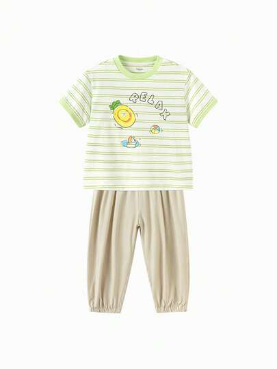 Balabala Bộ quần áo 2 món cho trẻ em, chất liệu mềm mại, thoáng khí, thời trang, thoải mái, thích hợp mặc hàng ngày vào mùa hè năm 2026.