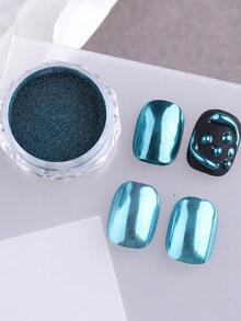 4pcs Blue Magic Mirror Nail Powder - Silver, Blue Mirror Metallic Holographic Nail Powder, Y2K Spring/Summer Captivating Nail Art Decor, Nail Salon Supplies, DIY Nail Products - Multicolor - View 7