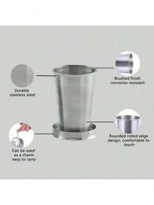 Copo de água portátil mini dobrável em aço inoxidável, com chaveiro, capacidade de 150ml/260ml, ideal para atividades ao ar livre, viagens, camping, caminhadas, escritório, volta às aulas, cozinha, prático para transportar e guardar, utensílio de cozinha, acessório de cozinha, decoração para casa, item essencial para o lar, ótimo presente para mulheres, homens, amigos, familiares e pais. - Multicolorido - Ver 7