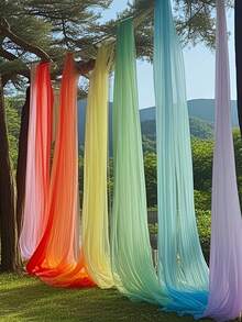 3/1pcs 5.2x10ft Blue Mesh Gift Wrapping Yarn Suitable For DIY Wedding Arch, Party Backdrop, Gift Wrapping, Theme Party, Holiday Celebration, Decoration Scene, Atmosphere Decoration, Holiday Gift Decoration - Multicolor - View 5