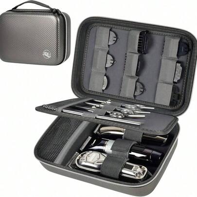 ALKOO Barber Accessories Bag Clippers And Supplies, Men Hair Trimmers Box, Portable Storage Holder Organizer Hair Cutting, Guard Grooming Kit And Barbers Supplies (Bag Only)