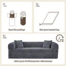 2-In-1 Convertible Sleeper Sofa Bed,3 Seats Compression Sofa With Fixed-Shape Frame, 82.67" Comfy Floor Couch With Pillows Hybrid Sofa Pocketed Spring - Grey - View 11