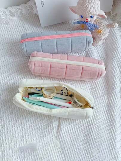 A Soft And Thick Pencil Case, Cushion, And Storage Bag, Carefully Designed For Women. This Creative Stationery Organizer Has Ample Capacity And Can Also Be Used As A Cute Cosmetic Bag. Infused With Japanese Aesthetics, It Is An Absolute Must-Have For Back-To-School.