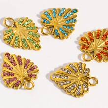 1pc Bohemian Style Leaf Shaped Rhinestone Pendant Necklace Accessory, Suitable For Women's Daily Wear - Multicolor - View 3