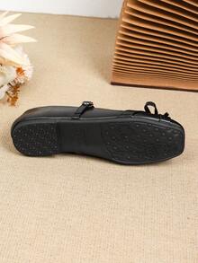 Giày bệt mũi vuông kiểu Pháp thắt nơ mới mùa hè 2026, giày Mary Jane đa năng phù hợp với váy. - màu đen - Xem 7