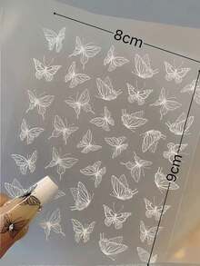 1/2pcs New 3D Hand-Painted Butterfly Nail Stickers, Hollow Liquid Minimalist Black & White Butterfly Nail Art Decals, Suitable For DIY Nail Design - Multicolor - View 5